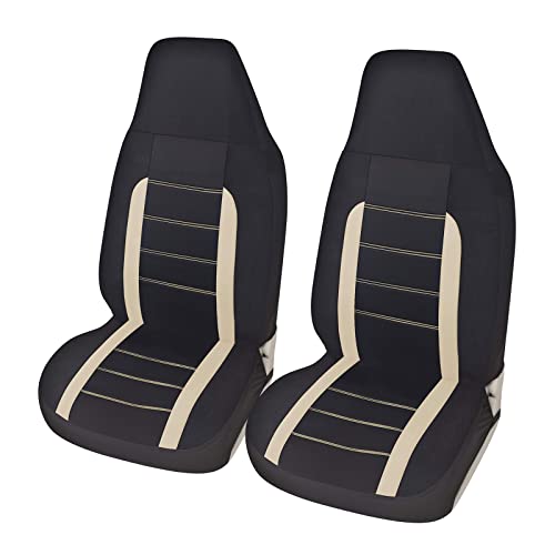 AUTOYOUTH Cubiertas de Asiento Delantero del Coche Auto Cubierta del Asiento del Cubo automotriz Ajuste Universal Cubierta de la Silla del Coche Cubierta del Asiento Asiento - Beige Cover