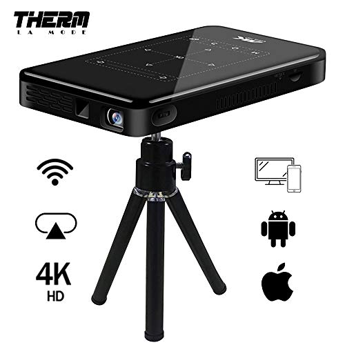 Therm 4K Mini Projecteur Android iOS Smart Portable Wi-FI sans Fil Touch Pad Vidéo Projecteur HD-in USB TF Carte Home Bureau Cinéma Ordinateur Portable iPhone 4000mAh