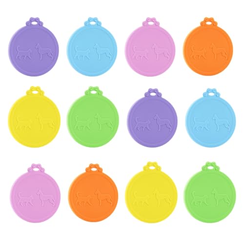 Adrosstoller Tapa de silicona para latas de comida para perros con 1 ajuste y 3 latas de diámetro interior estándar, aptas para lavavajillas, 12 unidades