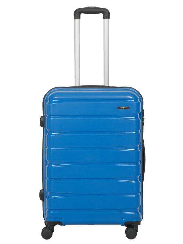 Teakwood Medium Cabin Size 8 Wheels Trolley Bag, Hard Cabin with Zipper Closure, Adjustable Push Button & Cross Side Strap, TSA Lock System 360 Degree (Medium, Royal Blue)