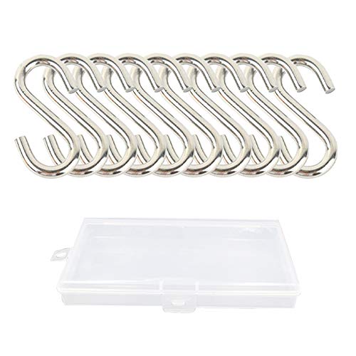 LINVINC 10-30 Pièces Crochet en S de Acier Inoxydable - Multifonctions Crochet en Forme de S Inox de Suspension pour Batterie de Cuisine, Salle de bain et Bureau, M - 10 Pièces Cover