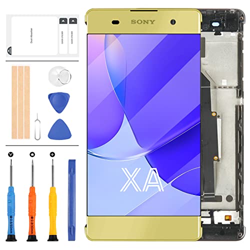 LADYSON Écran de rechange pour Sony Xperia XA F3113 F3111 F3115 LCD écran tactile numériseur complet en verre kit de réparation avec cadre (doré)