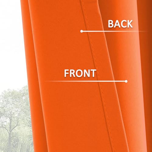 Image of HUTO Blackout Window Curtains and Drapes - Thermal Insulated Solid Antique Copper Grommet Top Blackout Panels Draperies for Kid's Room (Vibrant Orange, 1 Pair, 52 x 63 Inch)