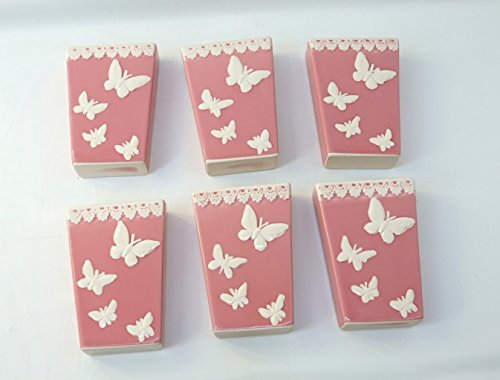 Cuorifoglio 0265T Radiators Humidifier, Ceramic, White Butterflies on a Rose Background, Trapezoid S - //coolthings.us