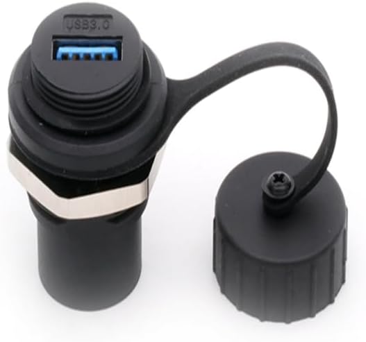 DKURVEUSB 3.0 Connector Panel Mount Chassis Connector Soldering Free D Type Waterproof USB Female to Female Coupler Socket Panel Mount Pass Through Adapter Straight USB Extender