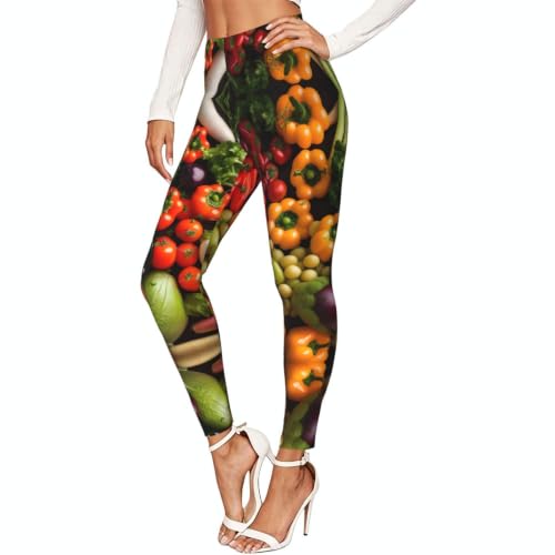 Leggings de compresión suaves para mujer con estampado de verduras frescas