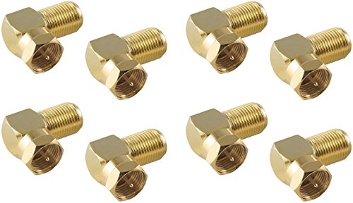 POPPSTAR 8x SAT Angled Adapter (90 angled antenna adapter) (coaxial F-coupler to F-plug) angled plug for coaxial cable, antenna cable, gold-plated