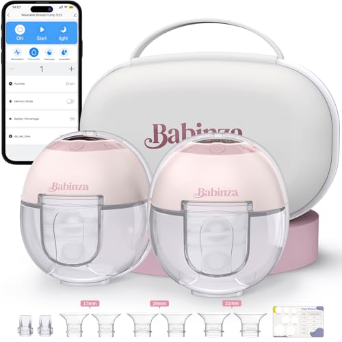 Wearable Breast Pump,Hands Free Upgraded Mobile Flow | S33, App Discreet Control with 3 Modes & 15 Levels, Portable Electric Breast Pump with 17/19/21/24MM Flange, Leak-Proof Design (2 Pack, Pink)