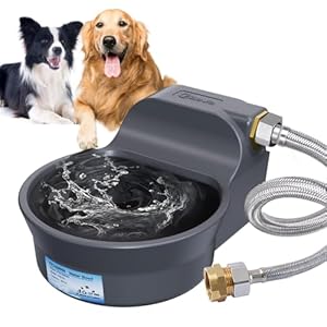 Patented Automatic Dog Water Dispenser – 70OZ, 2L Bowl, Fits 3/4in GHT Male Connector, Outdoor, Auto Fill, 5ft Hose