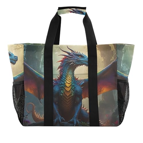 Dragon Abstruct Forest Large Tote Bags for Women Canvas Tote Purse Reusable Grocery Bags Top Handle Handbags for Travel, Work