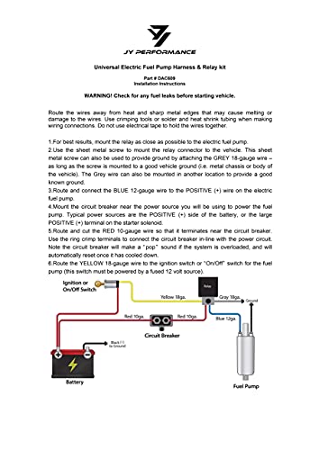 Electric Fuel Pump Relay Kit Fuel Pump Wiring Harness 30 Amp Heavy Duty Long Wires Universal Fit 12V System #TOP3