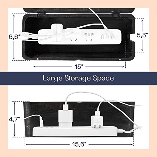Image of Large Cable Management Box - Cable Organizer Box and Power Strip Box for Electrical Cord Management - Hide Desk Cord and Floor Cables - Wire Storage and Organization for Cords