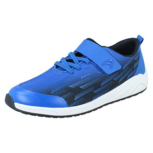 Image of Clarks Childrens Casual Trainers Aeon Pace K - Navy/Blue Textile - UK Size 10.5G - EU Size 28.5 - US Size 11W