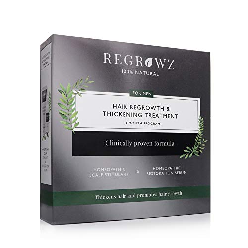 REGROWZ Mens All Natural Hair Regrowth, Stop and Reverse Hair Loss, Clinically Proven, Natural Ingredients with Allium Cepa and Ocimum Sanctum (3 Month Program)