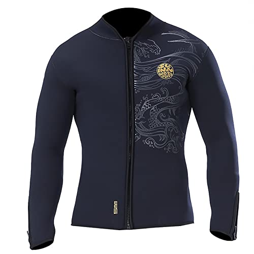 clhjinruoliu Men's Wetsuit Top 5MM Neoprene Long-Sleeve Jacket for Scuba Diving Surfing Snorkeling Swimming,3XL