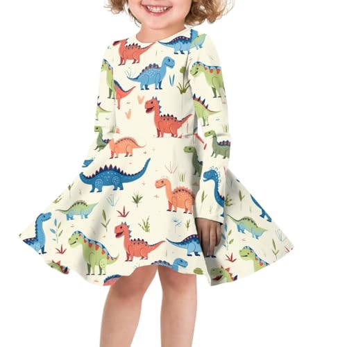 Kids Dress 3-14T Girls Long Sleeve Dresses Swing Twirly Dress Fall Outfits3