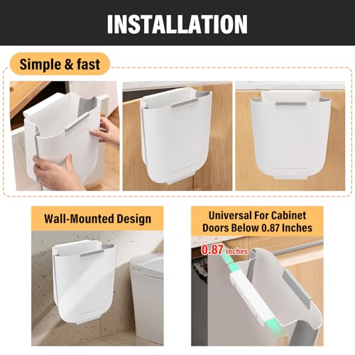 Image of 1.8 Gallon Compost Bin Kitchen for Kitchen Counter /Sink, Hanging Trash Can, Small Trash Can for Home /Bathroom /Cupboard /Outdoor /Camping /RV(White,40 Compostable Trash Bags)
