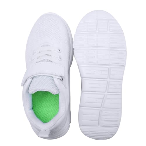 Boys Girls Sneakers Mesh Breathable Casual Lightweight Fashion Tennis Running Sport Primary School Students Athletic Kid Shoes White 11.5 US3