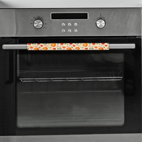 Image of Autumn Refrigerator Door Handle Covers Set of 2 Fridge Door Handle Decor | Fall Pumpkin Washable Dishwasher Mocrowave Oven Protector Handle Cover Keep Your Kitchen Appliance Clean