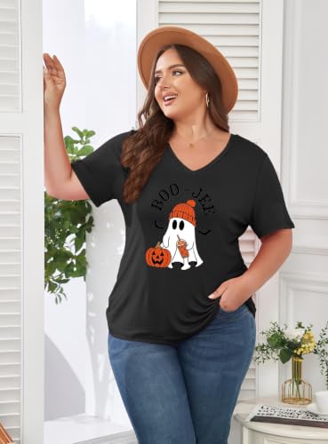 Image of ForHailey Women's Plus Size V Neck Tops Summer Short Sleeve T Shirt