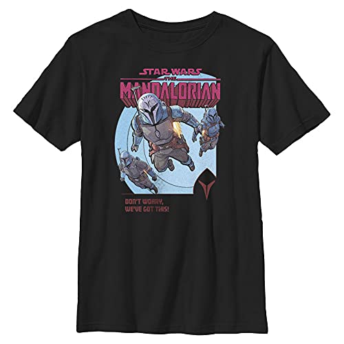 T-shirt Star Wars Mandalorian garçon premium noir XS avec finitions soignées