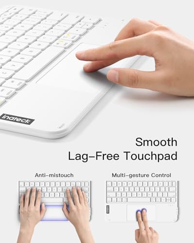 Inateck Bluetooth Keyboard with Touchpad, Ultra Slim and Portable Wireless QWERTY Keyboard, Compatible with Windows and iPad OS, KB01105,White - Image 5