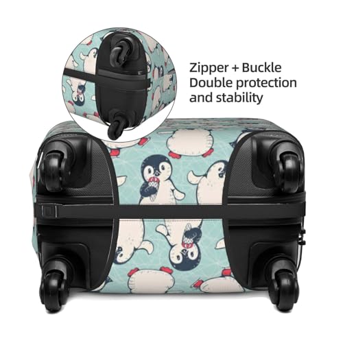 Cute Penguins Travel Luggage Cover Fits 18-32 Inch Luggage, Elastic Suitcase Cover Protector with Concealed Zipper for Wheeled Suitcase Tsa Approved4