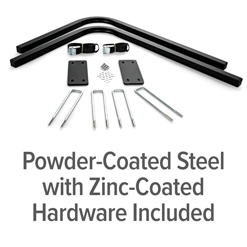 Image of Camco Rhino RV Bumper Mount Tote Tank Holder - Features a Powder-Coated Steel Construction, Heavy-Duty Straps, and Fits Both 4-inch and 4-1 /2-inch Bumpers (39010) | Powder-coated steel frame, zinc-coated hardware, 2 polyester cam straps, holds 15, 21, 28 and 36 gallon portable waste tanks