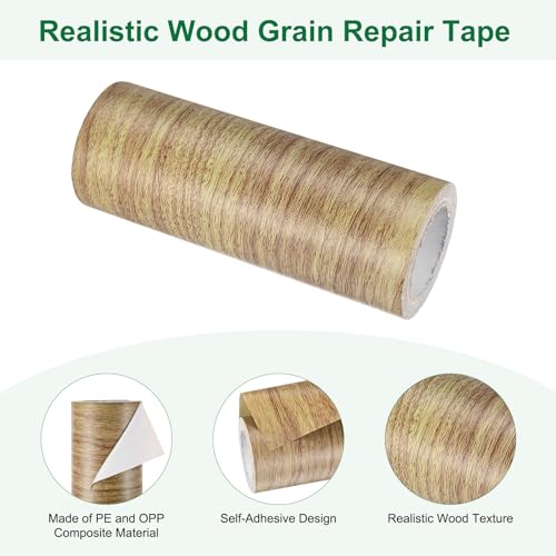 Image of M METERXITY 1-Roll Wood Grain Repair Tape, 6 Inch x 15ft Self-Adhesive Wood Floor Tape, Realistic Textured Repair Patch, Contact Paper for Furniture /Floors /Home Decor [Brown]