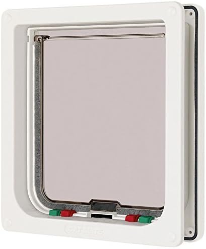 Homee Built in Lockable with 4 Way Locking Pet Safe Cat/Dog Door, 9.0" W x 9.8" L, White