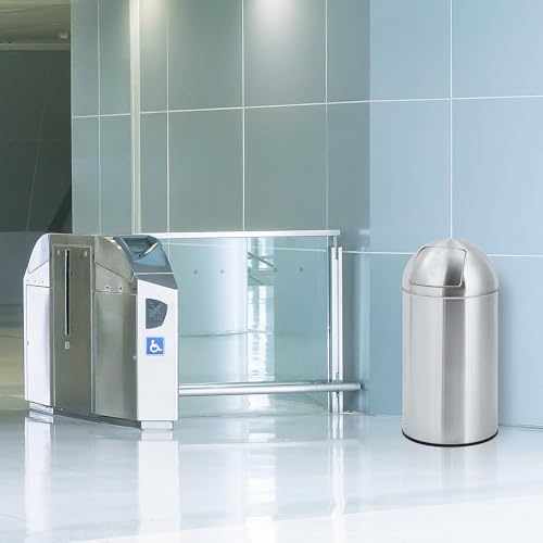 Image of 18.5 Gallon /70 L Tall Trash Can, Heavy Duty Stainless Steel Garbage Can with Push Lid, Outdoor Fingerprint-Proof Trash Bin with Removable Inner Metal Bucket for Commercial Use