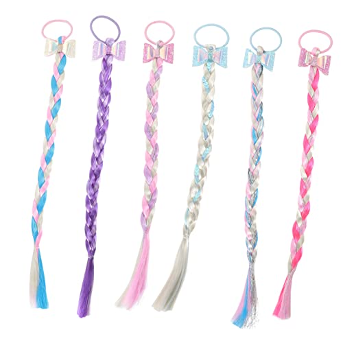 FOMIYES 6 Piezas Peluca Extensiones De Cabello De Colores Cabello Falso Chica Accesorios Para El Cabello Para Niñas Pequeñas Pequeño Vistoso Extensión Fibra Química
