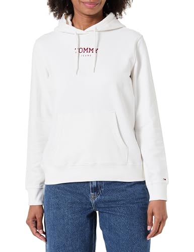 Tommy Jeans Sudadera con Capucha TJW REG ESS Logo 2 EXT DW0DW21921 para Mujer, Color Blanco (Crudo), Talla M, Blanco (Ecru), M