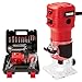 TEENO Router Trimmer 650W with Dust Extraction Connection, Electric Hand Wood Router 15000-32000 RPM with 12PCS 1/4" Router Bit Set, 6 Variable Speeds, Includes Trimmer Base 6/6.35 mm, Carrying Case