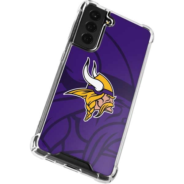Skinit Clear Phone Case Compatible with Galaxy S22 - Officially Licensed NFL Minnesota Vikings Double Vision Design