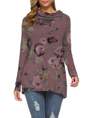 Image of WEACZZY Women's Long Sleeve Shirts Button Cowl Neck Casual Loose Tunic Tops Blouse Dressy Fashion 2026