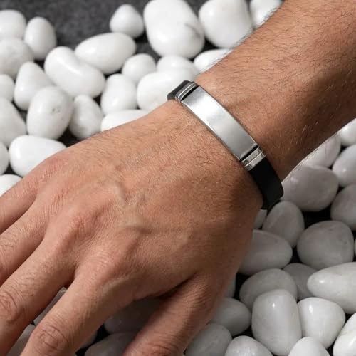 Image of Fashion Frill Silver Everyday Wear Bracelet For Men & Boys |Stainless Steel |Stylish|Leather| Wristband |Fancy| Bangle for Men Fashion| Bracelets Jewelry For Gift