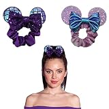 Styla Hair 2pk Mouse Ear Scrunchies for Kids Velvet Hair Bow Scrunchies for Women - Sparkle Sequins
