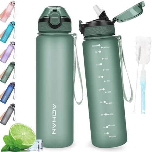 AOHAN 1L Water Bottle with Leak Proof Flip Top Lid, BPA Free Sport