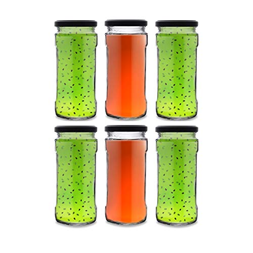 Image of Croco Glass Crystal Clear L Lid Glass Jars and Container For Pickle, Kitchen Spice Dried Herbs Jars Set (395 Ml) (Pack of 8)
