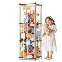 Stuffed Animal Storage, Two-Tone Wood Toy Storage, Space Save Zoo Toy Organizer, Large Capacity Stuffed Animal Holder for Toddler, Gift for Playroom Bedroom Nursery, WJJ-S1