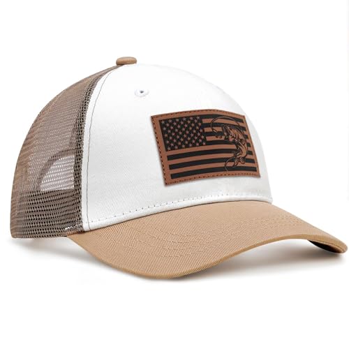 Image of Fishing Gifts for Men American Flag Trucker Hat Mens Fathers Day Christmas Birthday Gifts Fishing Hat for Dad