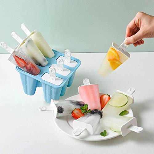 Popsicle Mould,Popsicle Maker Popsicle Molds 6 Pieces Silicone Ice Pop Molds BPA Free Popsicle Mold Reusable Easy Release Ice Pop Make (Blue) - Image 5