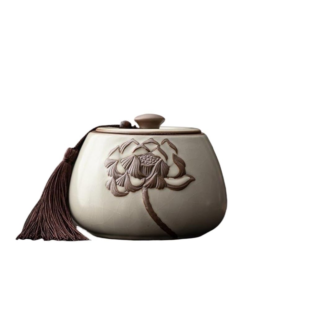 Bx9rE7tK3g Kitchen Storage Jar Chinese Vintage Tea Sealing Jar With Lid And Tassel Yellow Ru Kiln Embossed Coffee Candy Storage Ceramic Tea Canister