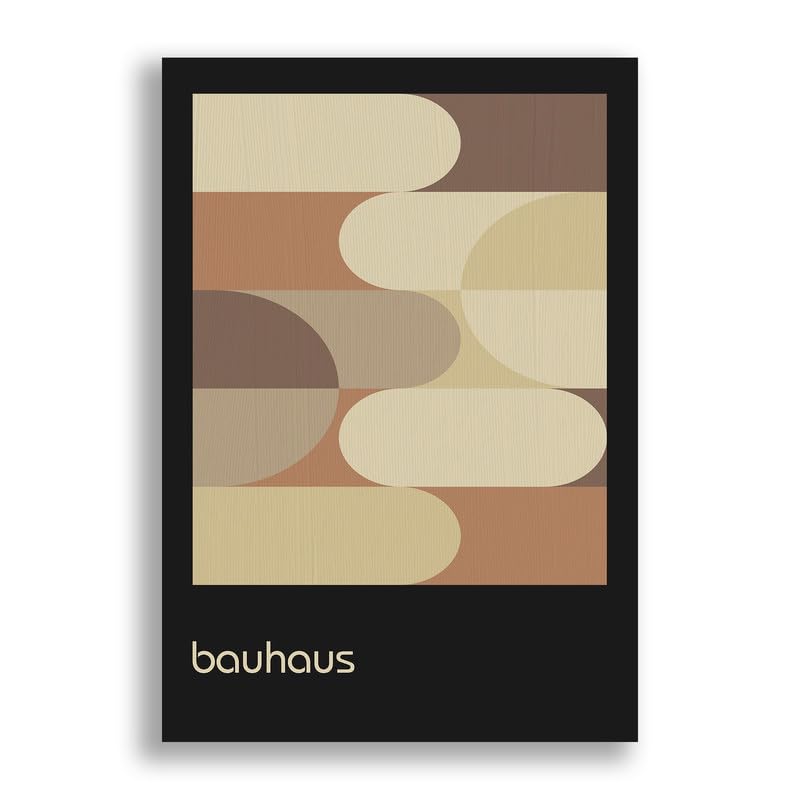 FAB Bauhaus Geometric Shapes Brown - Modern Abstract Home Wall Décor - Mid Century Art Prints for Living room Hallway - Unframed Photo Poster (9" x 12" inches)