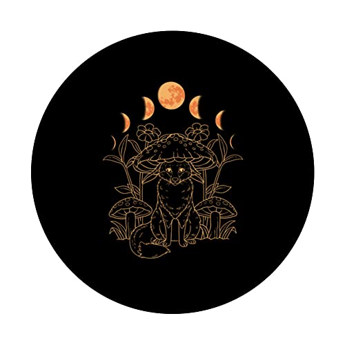 Cottagecore Aesthetic Cottagecore Fox PopSockets Swappable PopGrip, Black - Image 3