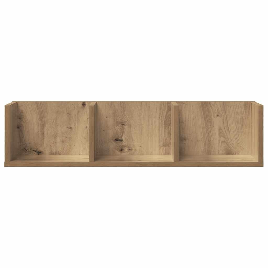 Scaffale da parete per CD in rovere Artisan, 75 x 18 x 18 cm, mensola sospesa in legno, mensola per DVD da parete con 3 scomparti per collezioni musicali, libri e decorazioni