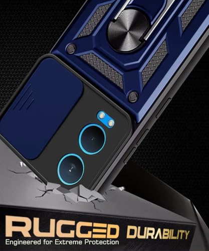Image of WOW IMAGINE Tough Armor Bumper Mobile Back Case for 1+ OnePlus Nord CE 4 Lite 5G | Sliding Camera Shield Cover | Shock Proof 360 Protection | Hybrid PC + TPU | Ring Holder with Kickstand - Blue