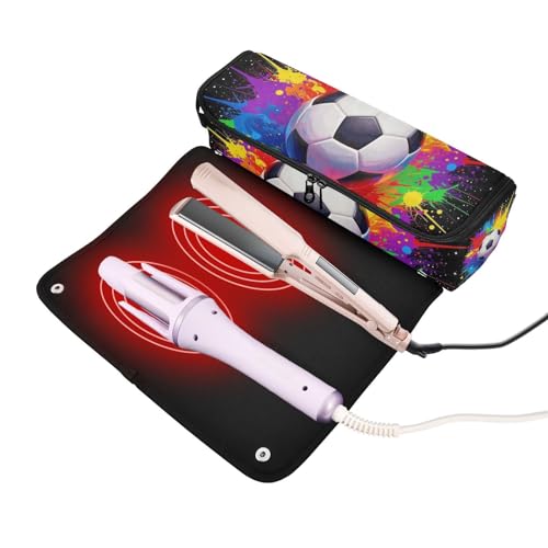 Bolsa de viaje para herramientas de cabello con tapete resistente al calor para planchas y rizadores miniatura 2