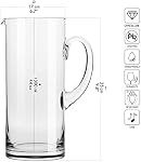 KROSNO Glass Water Juice Pitcher Jug | 44 oz | Glamour Collection | Perfect for Home, Restaurants and Parties | Fridge Safe